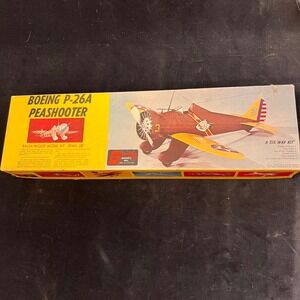 RARE Vintage Sterling Balsa Model Plane Boeing P-26A Peashooter Kit Unbuilt 28"